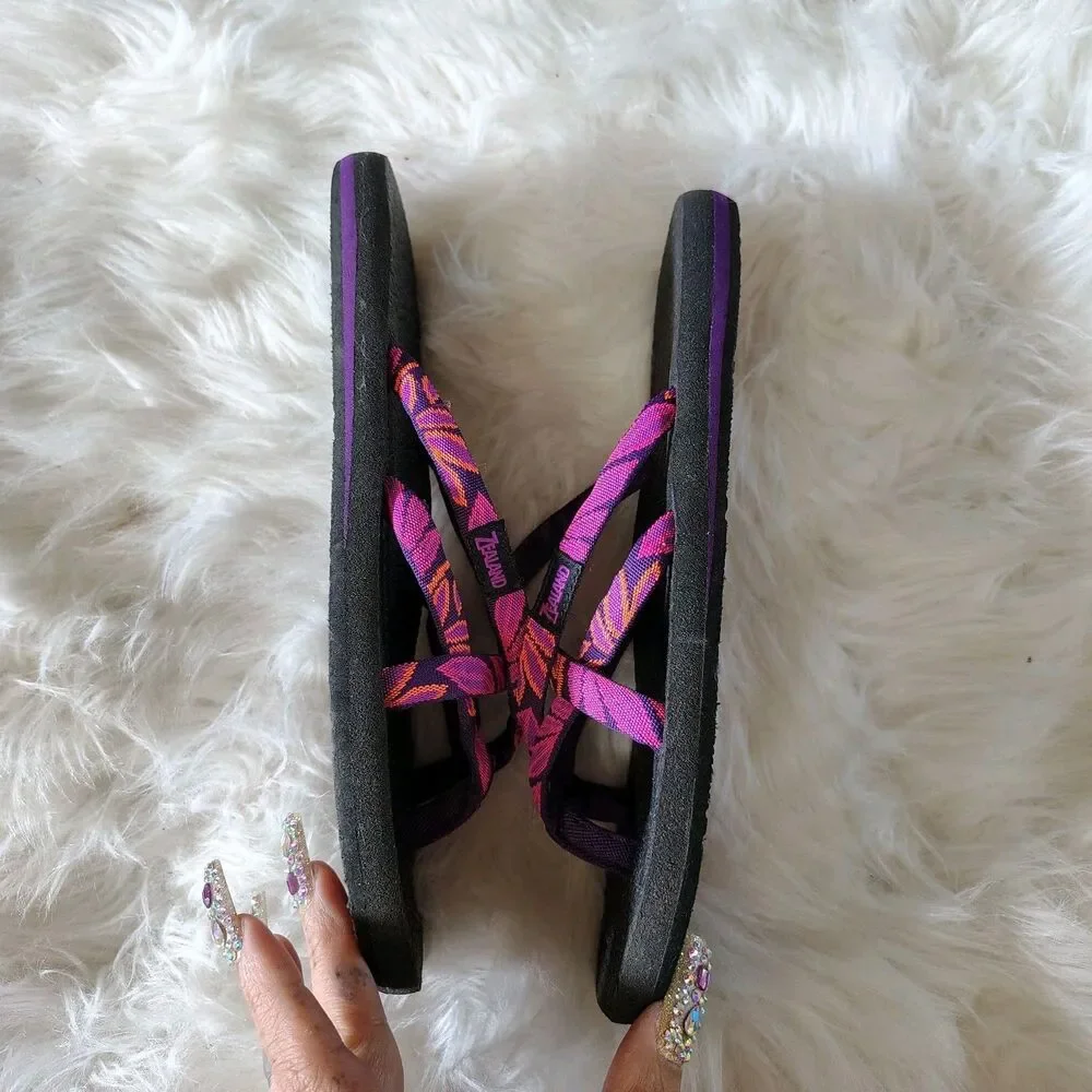 VTG Zealand Olowhau Purple Pink Flip Flop Sandal Wmns 8-8.5